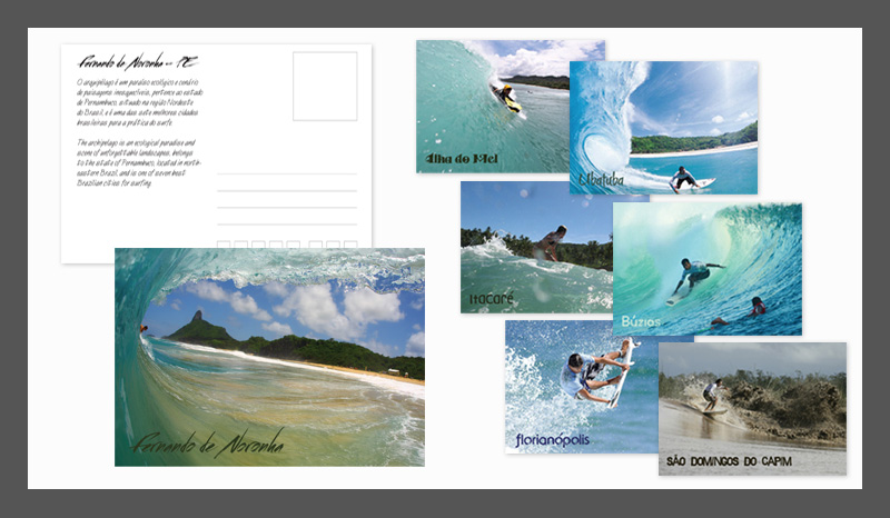 Série de postais de surfe